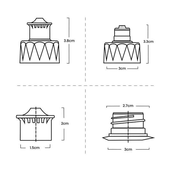 Details of technical component dimensions for precise engineering and manufacturing. These diagrams show measurements of various parts to ensure proper fit and function. Ideal for engineers and quality control teams.