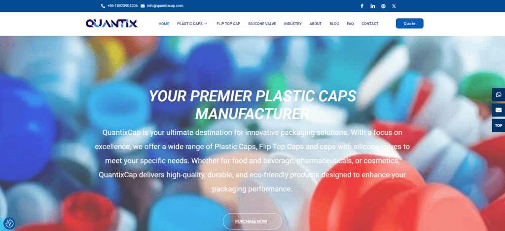 Plastic caps manufacturer, innovative packaging solutions, durable and eco-friendly caps, silicone valves, flip top caps, food, beverage, pharmaceutical, cosmetic packaging, high-quality plastic caps.