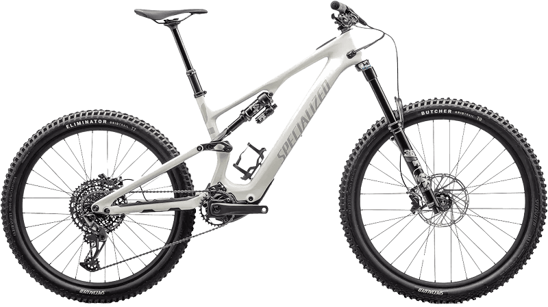 Modernes Mountainbike mit robustem Rahmen und breiten Reifen.