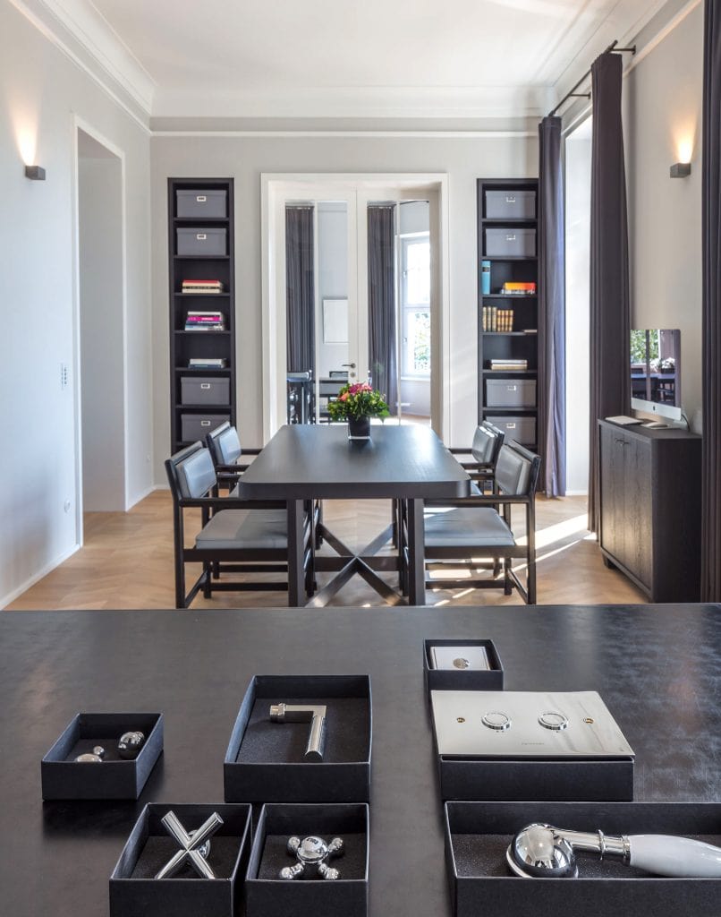 beautiful materials to choose, options presented at the elegant Düsseldorf offices