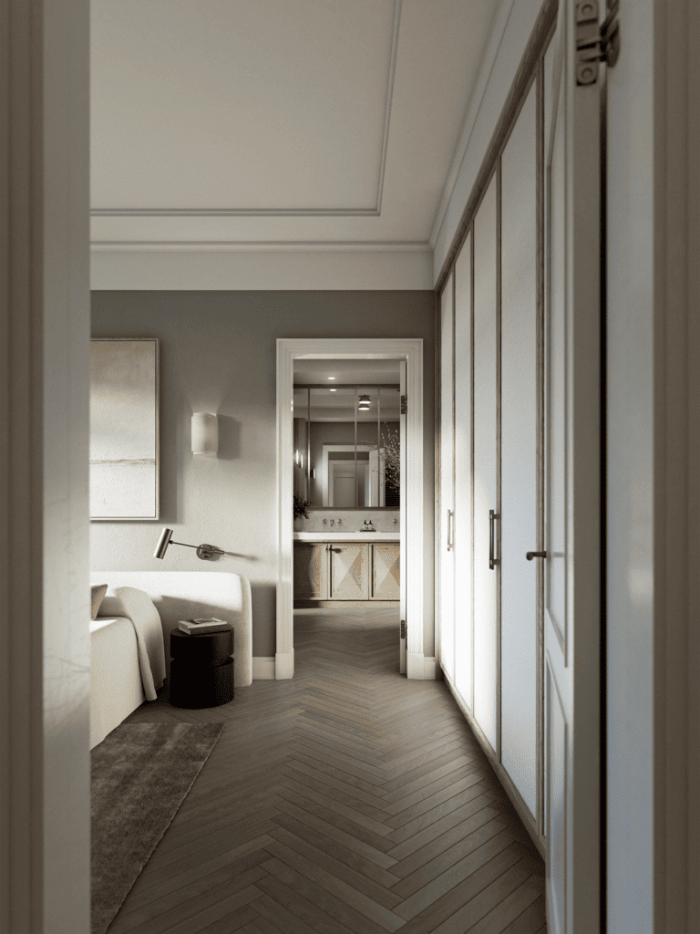 Berlin-Schmargendorf Kissinger Strasse Ansicht durch das Schlafzimmer und Hauptbadezimmer