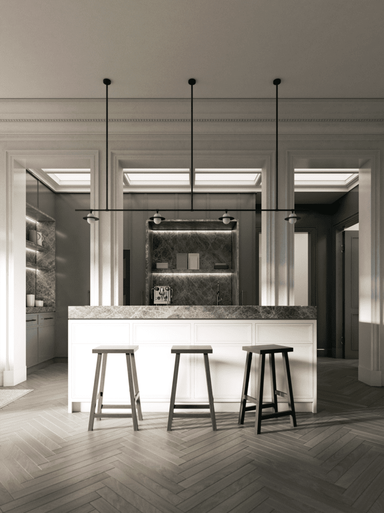 Berlin-Schmargendorf Kissinger Strasse Ansicht der Küche mit Küchenblock