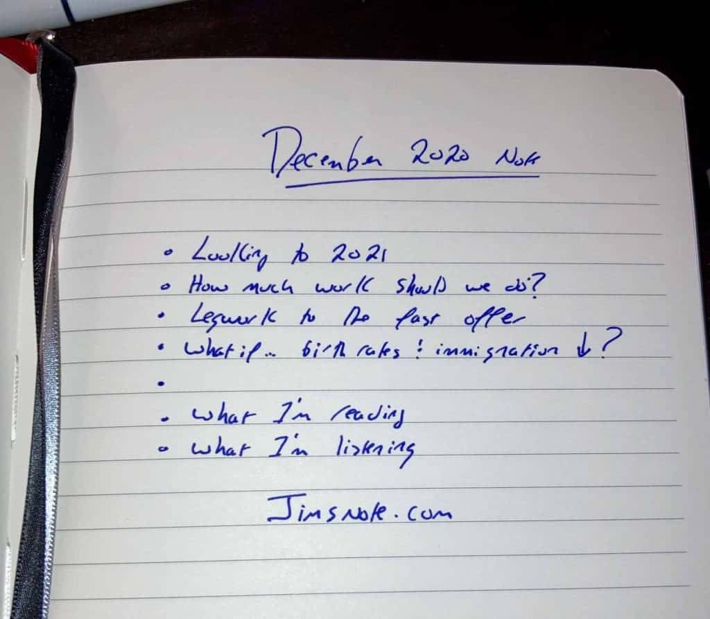Note from Jim – December 2020 – Please Subscribe
