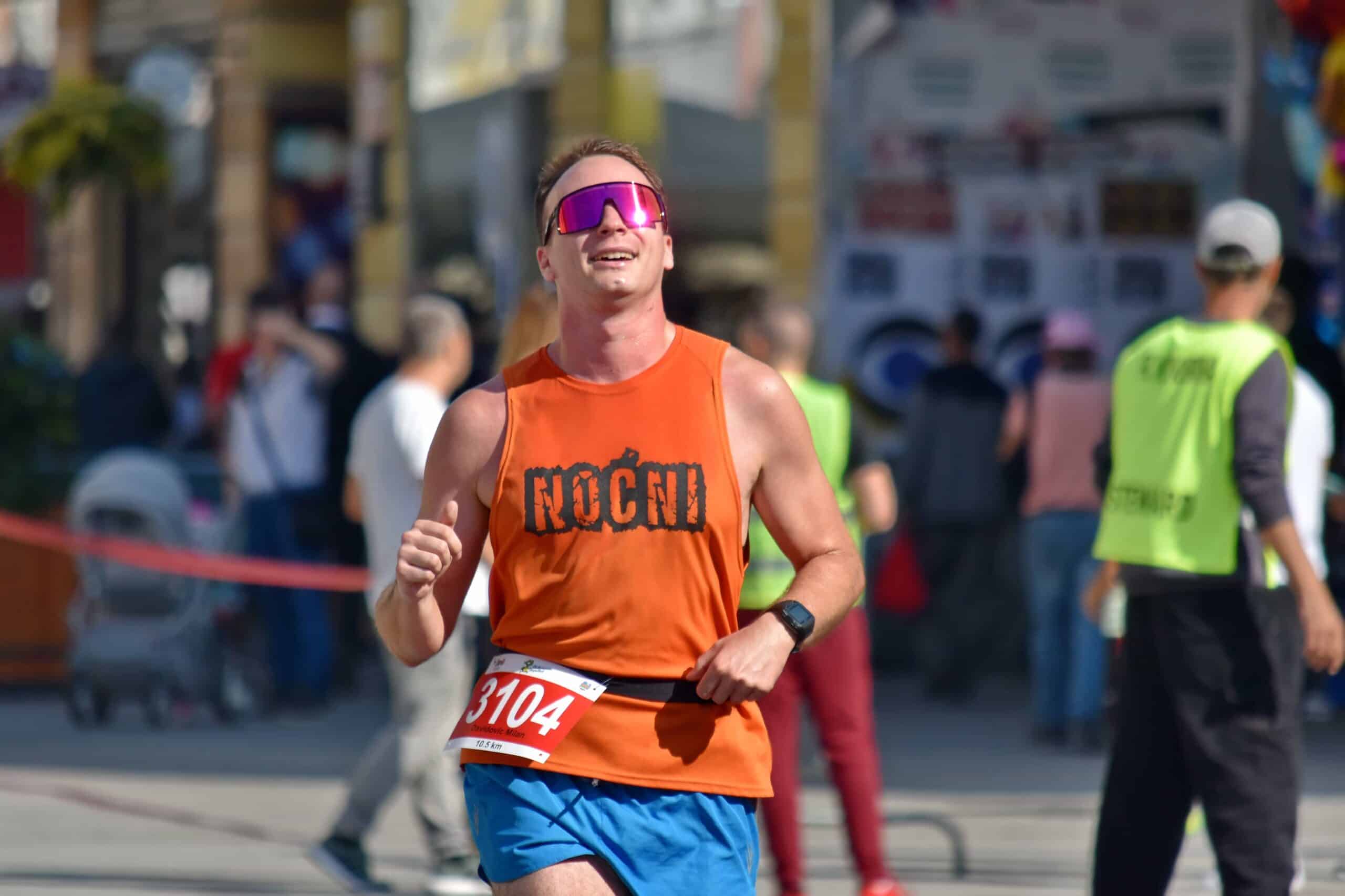 Endurance athlete finishing up a race