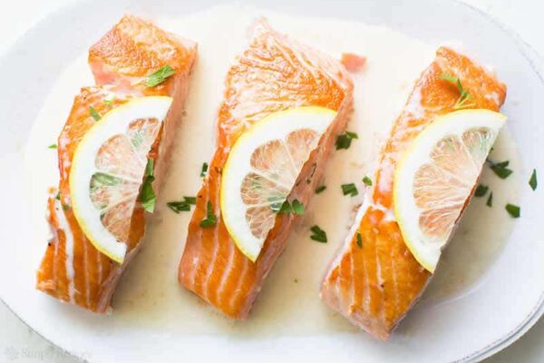 Saumon et petits légumes sauce citron légère au Thermomix