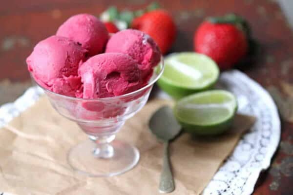 Sorbet fraise et citron vert recette ww : 2 PP par portion