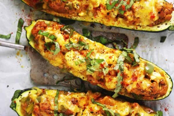 Courgette Farcie aux Tomates et Curry au Thermomix