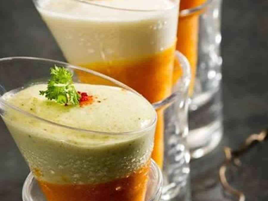 Verrines de crème de carottes et mousse de chèvre au thermomix
