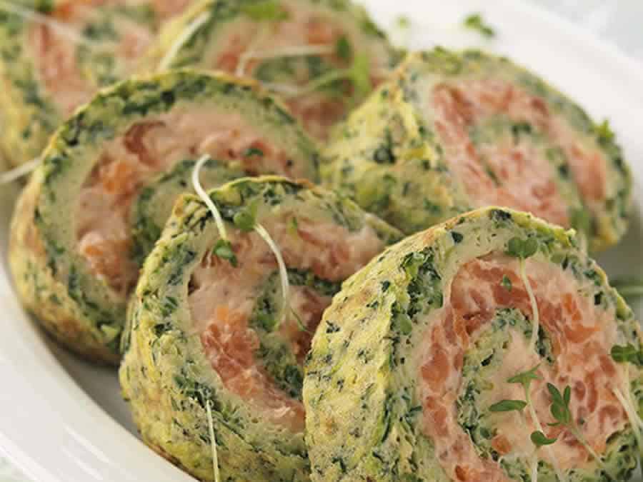 Roulé de courgettes au fromage et au saumon fumé au Thermomix