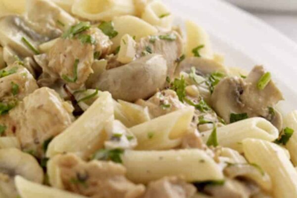 Pennes à la crème au poulet et champignons au Cookeo