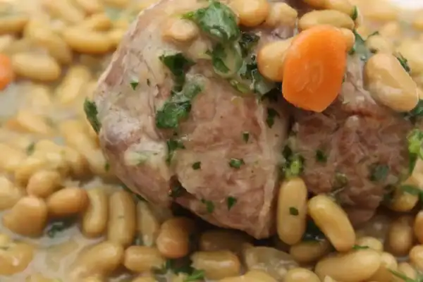 ragoût d'agneau aux flageolets avec sa sauce onctueuse et du persil