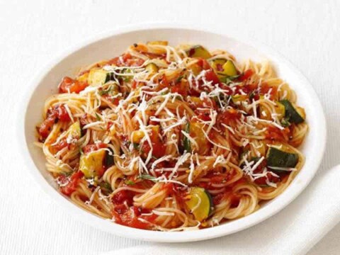 spaghetti aux tomates et courgettes au Cookeo