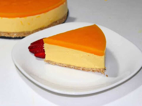 Cheesecake orange au coulis de mangue avec thermomix
