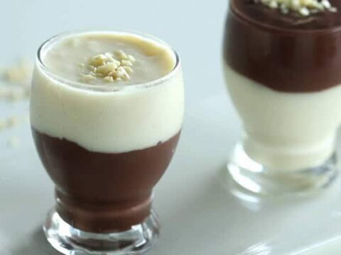 Duo de crème dessert chocolat et vanille au thermomix