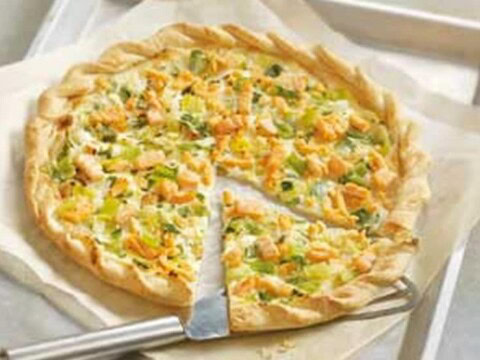 Pizza au saumon et poireaux au thermomix