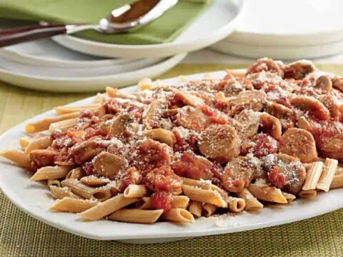 penne avec chorizo et champignons au Cookeo