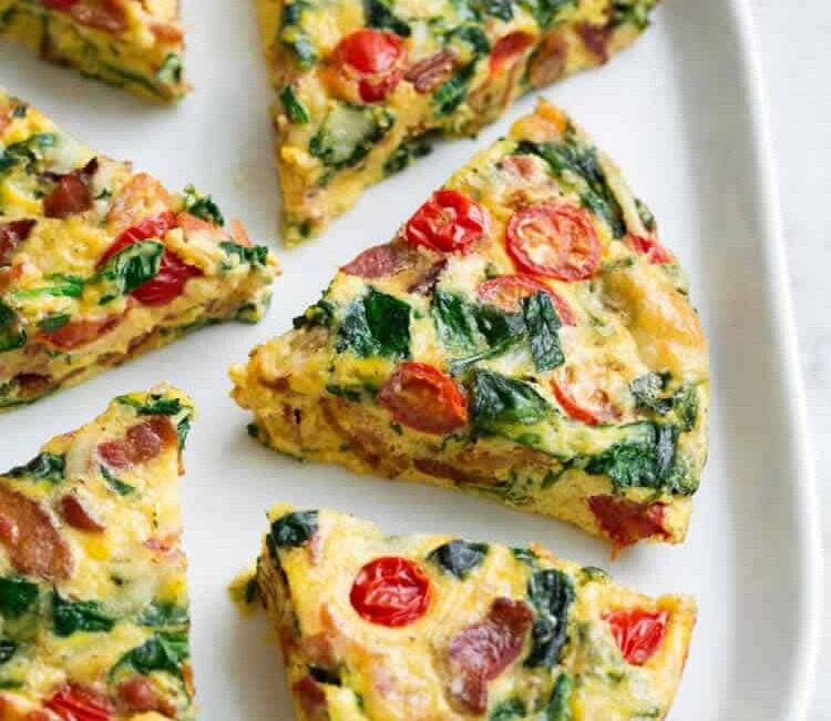Frittata aux bacon épinards et tomates