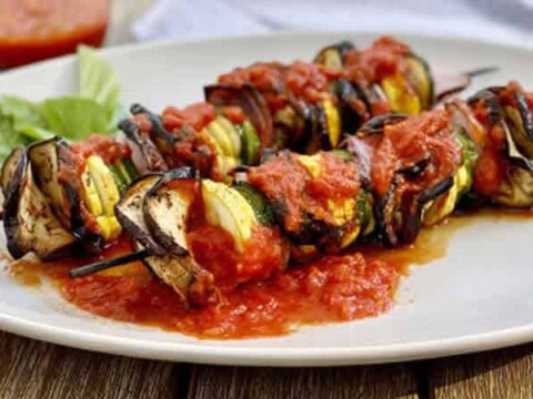 Brochettes de courgettes et aubergines au barbecue