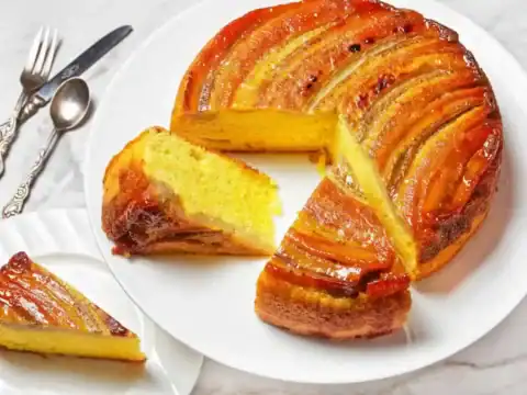 gâteau renversé à la banane et caramel