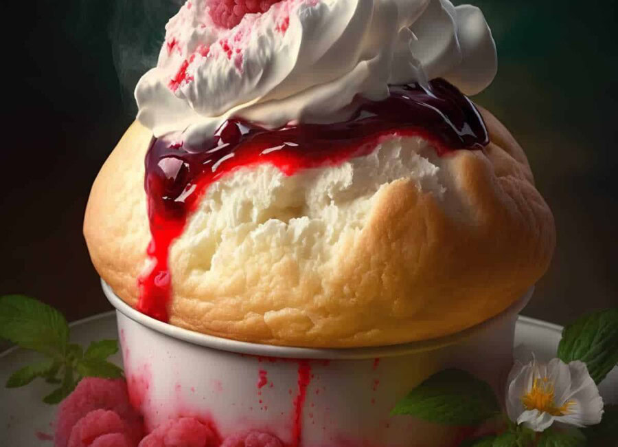 Mug cake vanille framboise et crème