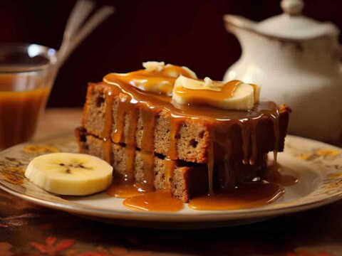 Gâteau moelleux à la banane et caramel