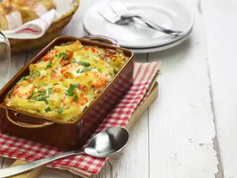 Gratin de pâtes aux crevettes