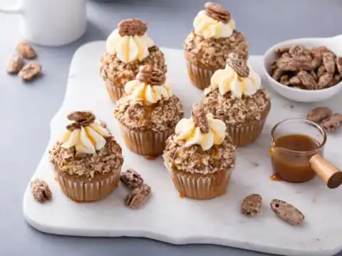 Cupcakes au caramel et aux pacanes