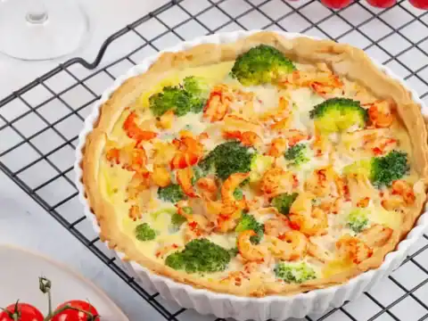 Quiche aux crevettes et brocoli