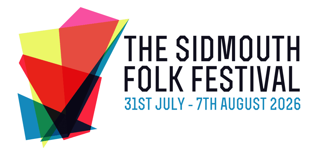 A vibrant, colorful kite representing The Sidmouth Folk Festival, July-August 2023.