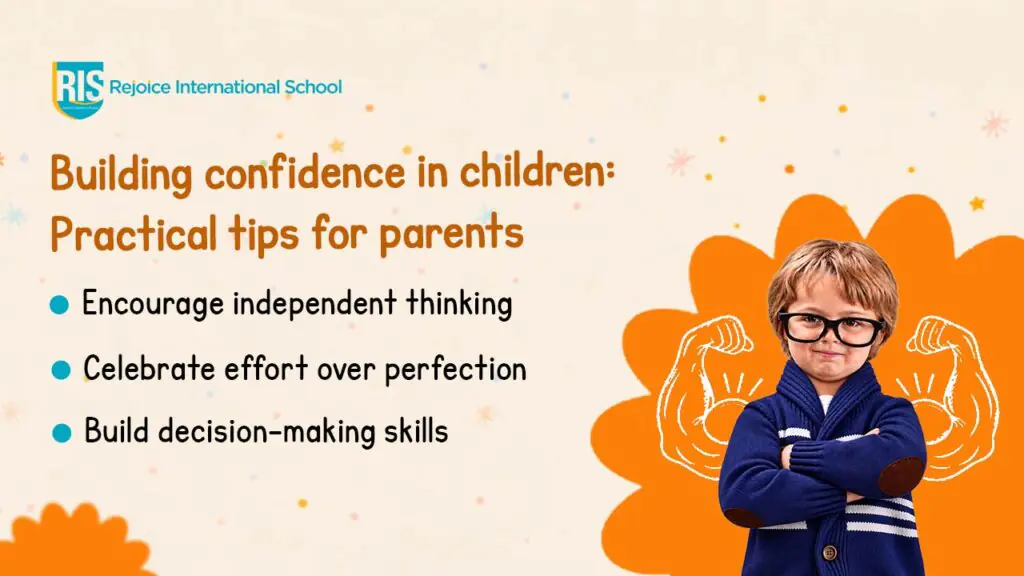 Child showing confidence with arms crossed for a parenting guide on building children’s confidence.