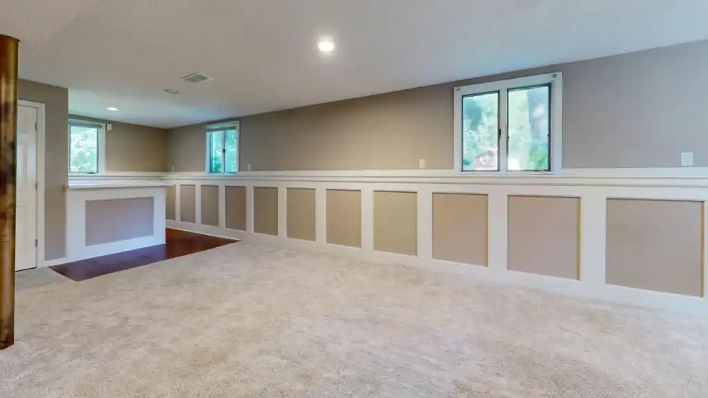 Modern basement remodeling ideas for Indianapolis homes with office, gym, and entertainment space
