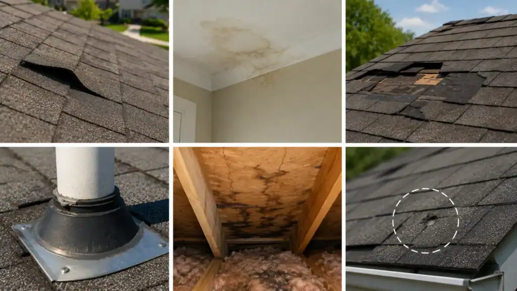 Roof repair for minor shingle damage and small roof leaks after storms