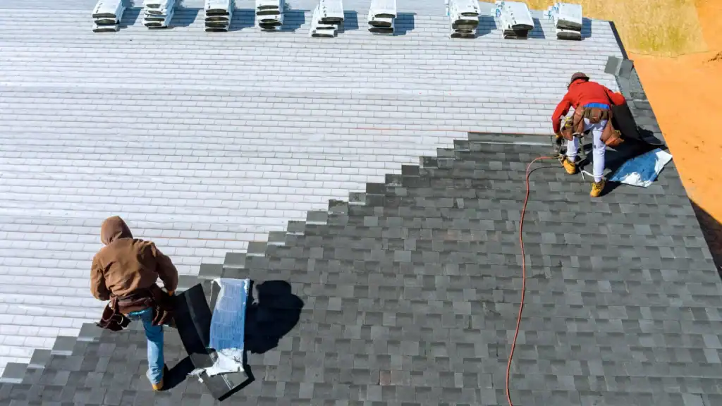 Asphalt shingle roof installation on a residential home in Indianapolis