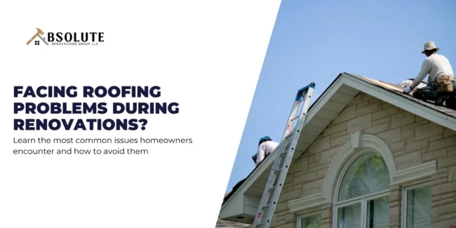 Homeowner inspecting roof damage during a home renovation project