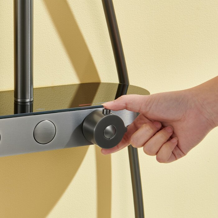 Round Type Gunmetal Exposed Pipe Bar Thermostatic Shower Column With Hand Shower Push Button Control - Image 6