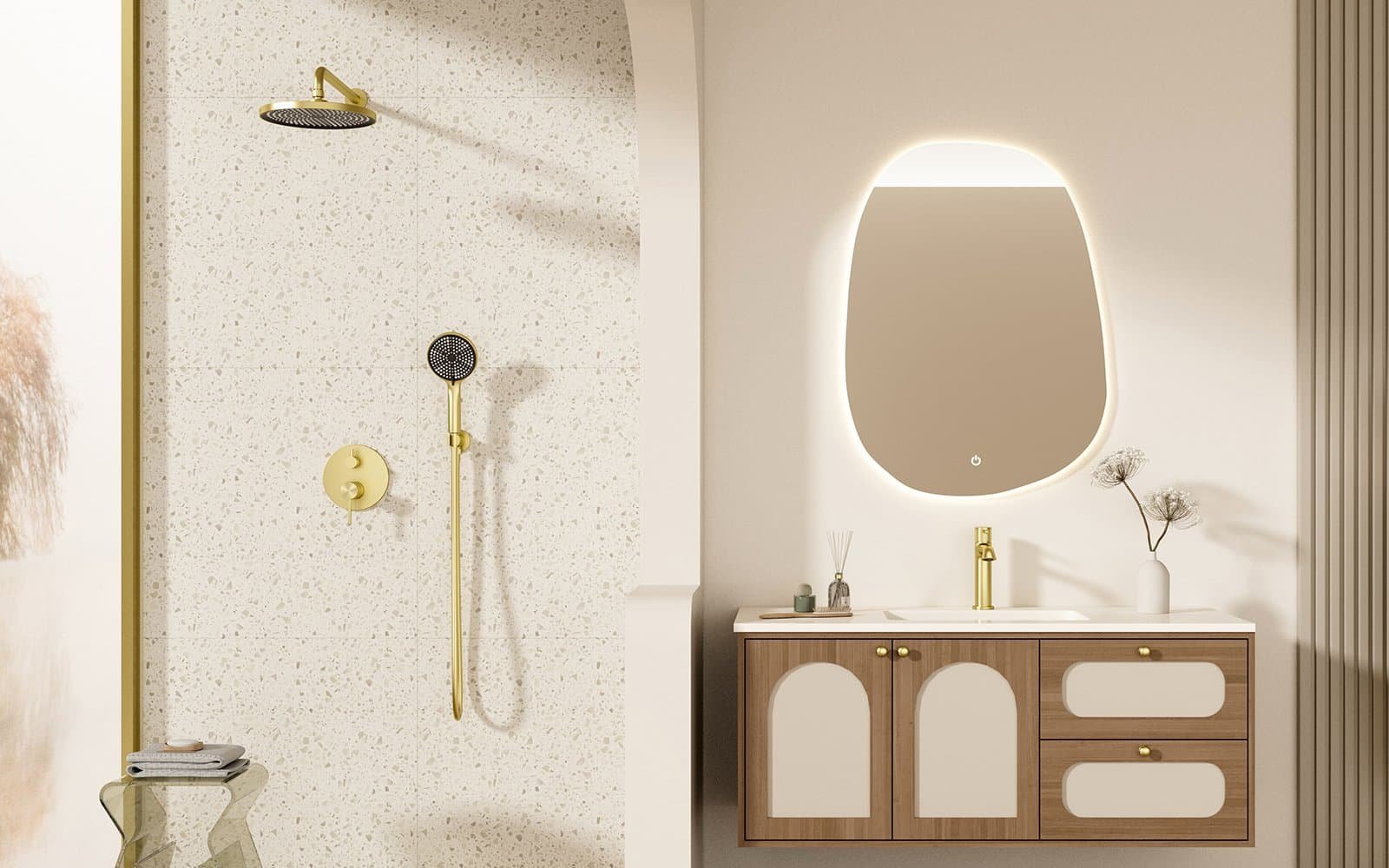 concealed brushed gold shower set-rainfall&handheld shower-B1006 series