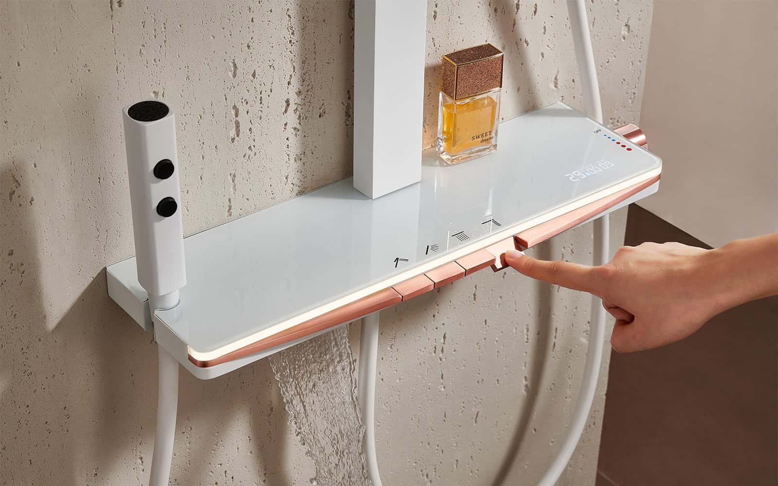 PINAO KEY SHOWER-S0830A rainfall piano key shower cover-white and rose gold-S0830A