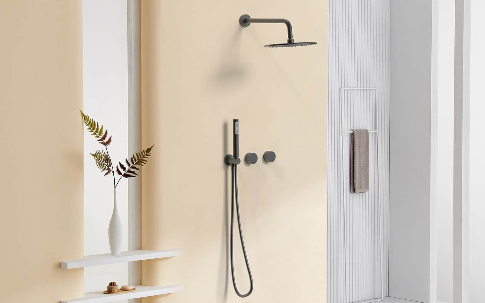 concealed 2 way gunmetal shower set-rainfall&hanhled shower-SO056C