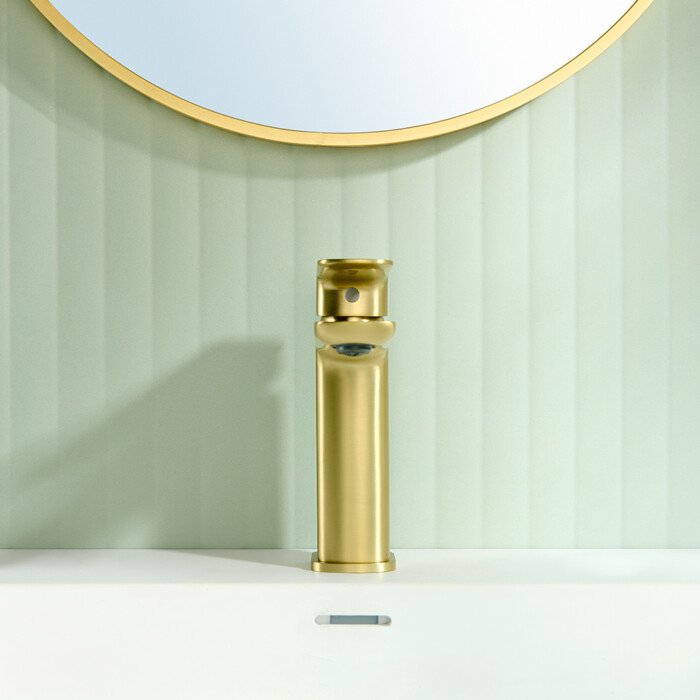 PVD Brushed gold bathroom faucet with single handle luxury modern sleek design - Image 11