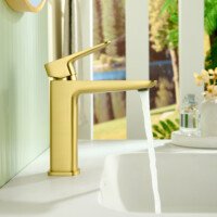 B00201423 Brushed gold bathroom faucet 4