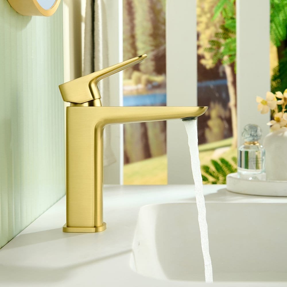 B00201423 Brushed gold bathroom faucet 4