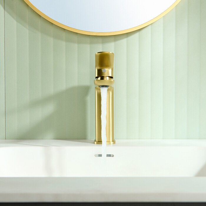 PVD Brushed gold bathroom faucet with single handle luxury modern sleek design - Image 7
