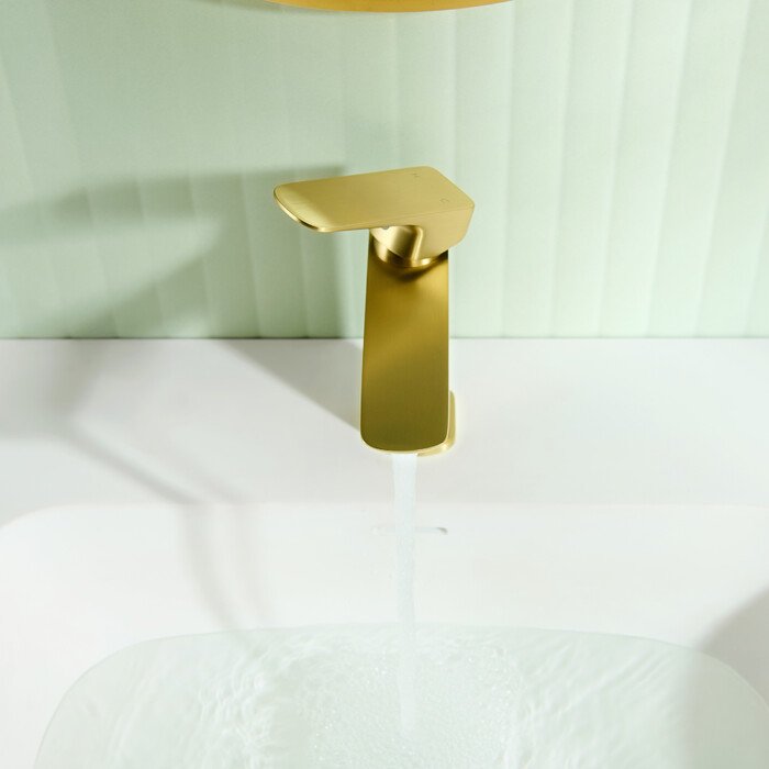 PVD Brushed gold bathroom faucet with single handle luxury modern sleek design - Image 6