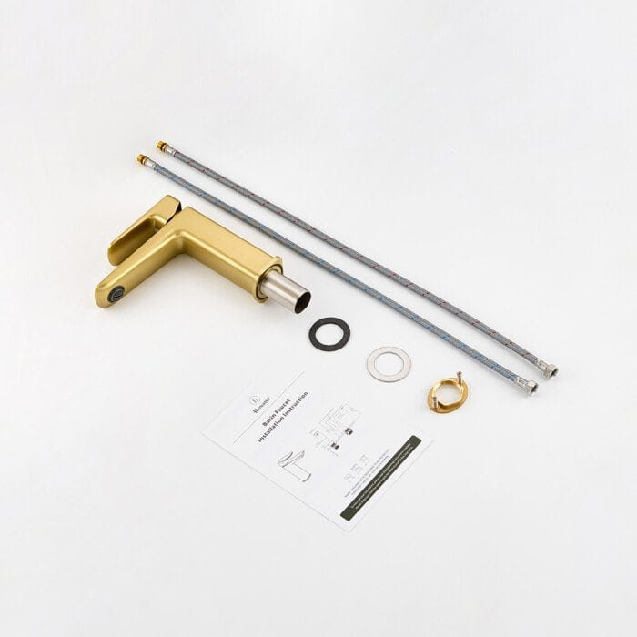 PVD Brushed gold bathroom faucet with single handle luxury modern sleek design - Image 15