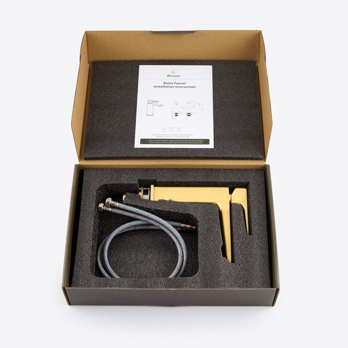 PVD Brushed gold bathroom faucet with single handle luxury modern sleek design - Image 14