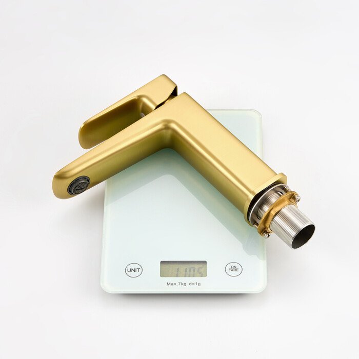 PVD Brushed gold bathroom faucet with single handle luxury modern sleek design - Image 13