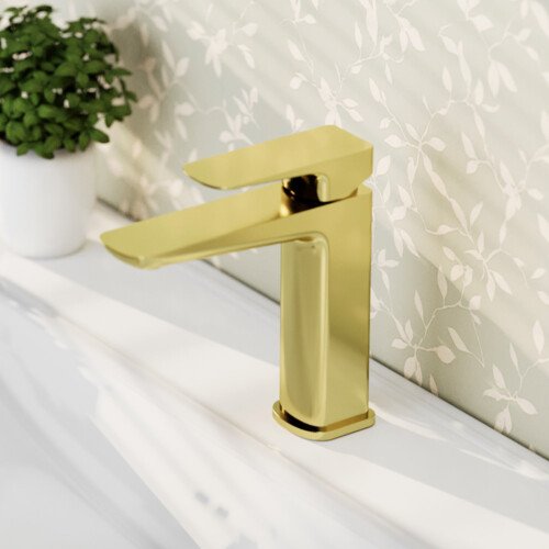 Brushed gold bathroom faucet with single handle - B1007 01
