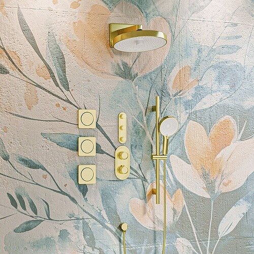SC129 GOLD Concealed shower system with adjustable slide bar and shower jets