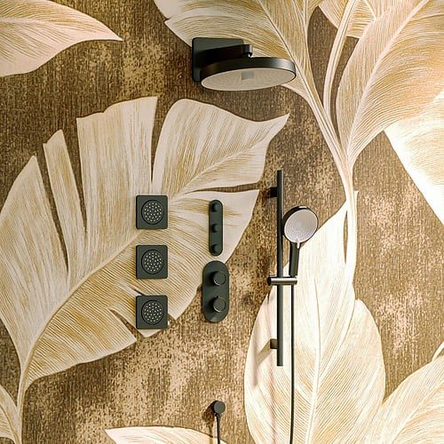 Thermostatic shower system with wall mounted rain shower head and handheld - SC129