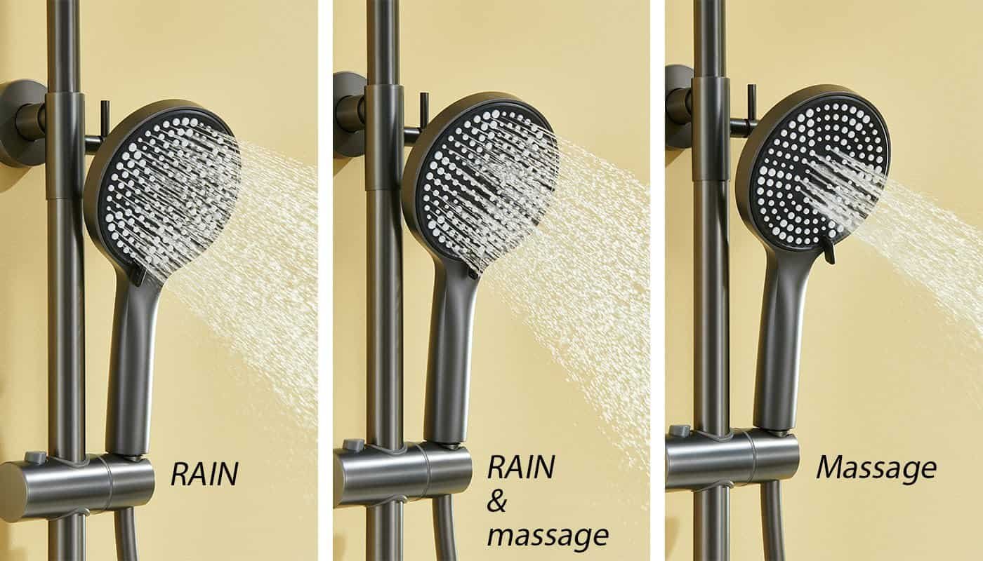 thermostatic shower column - hand shower spary pattern